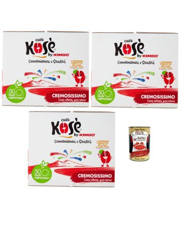 caff Kos Cialde Compostabili Cremosissimo cialde ESE 44mm 3x Box Lot de 50 dosettes de caf + Italian Gourmet polpa 400g