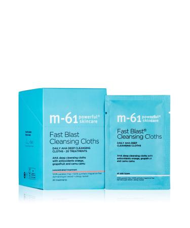 M-61 Fast Blast Cleansing Cloths- 20 treatments- Daily AHA deep cleansing cloths with antioxidants orange & camu camu
