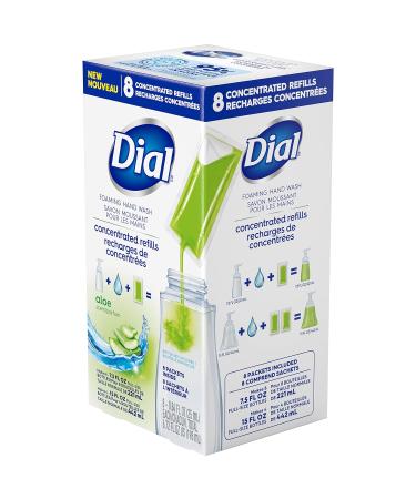 Dial Foaming Hand Wash Concentrated Refill 8 Pack - Aloe-scented 6.72 fl oz with Aloe Vera Extract - Buy Online on GoSupps.com