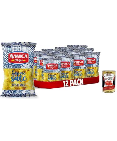 Italian Gourmet E.R. Amica Sapore di Sale Classic Potato Chips - Classic Potato Flavour - Salt Flavour with 50% Less Salt - Gluten Free Snacks with Sunflower Oil - 12 x 175g + Italian