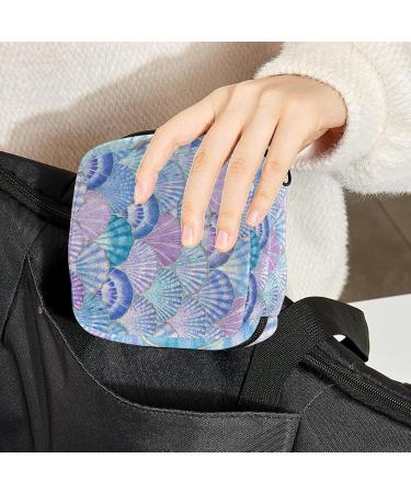 Menstruation Pad Bag with Zipper | Women's Napkin & Tampon Collection Bag - Watercolor Shell Waves Design - Buy Online on GoSupps.com
