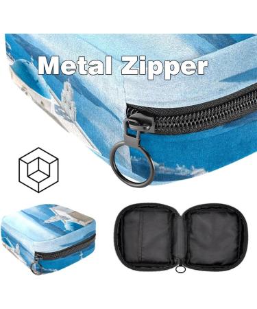 Stylish Menstruation Pad Bag with Zipper | Women's Napkin & Tampon Bags | Greek Santorini Design - Buy Online on GoSupps.com