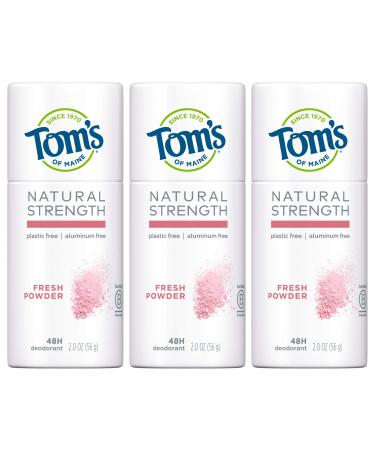 Tom's of Maine Natural Strength Plastic-Free Aluminum-Free Deodorant, Fresh Powder, 2 oz. 3-Pack (Packaging May Vary) Fresh Powder 2 Ounce (Pack of 3)