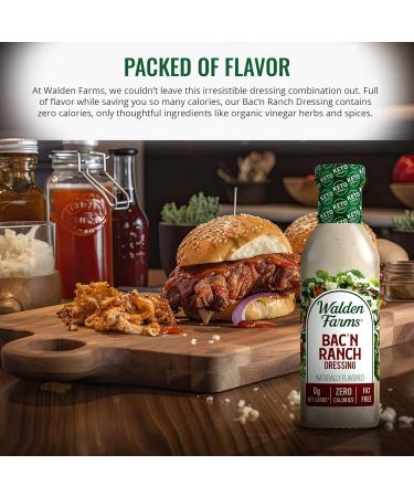 Walden Farms Near Zero Bacon Ranch Dressing 355ml - Delicious and Healthy Option for Salads and More - Buy Online on GoSupps.com