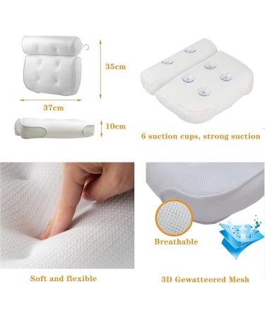 Yuning Bathtub Pillow Bath Cushion with 6 Suction Cups Non-Slip for Spa Pillow Bathtub Jacuzzi Hot Tub Spa - Buy Online on GoSupps.com