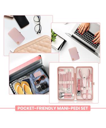 Kichly Manicure Set for Women - 18-Part Nail Clippers & Pedicure Tools in Rose Gold Travel Case - Buy Online on GoSupps.com