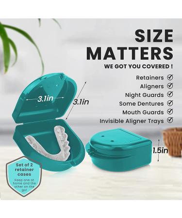 Retainer Case (2 Pack) with Vent Holes - Teal: Denture, Mouth Guard, Aligner Storage - Buy Online on GoSupps.com
