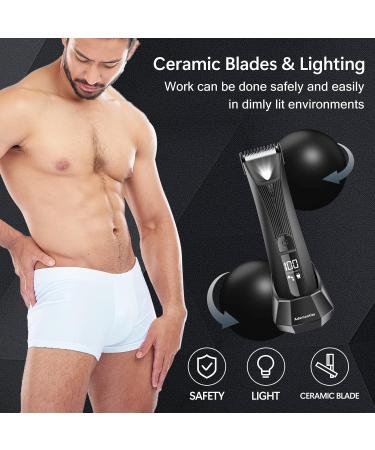 Balls Trimmer Men - Ball Shaver & Body Groomer for Men Waterproof Wet/Dry Body Hair Clippers Lightweight Male Razor Standing Recharge Dock with Light & Power Digital Display Classic Black - Buy Online on GoSupps.com