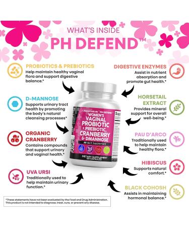 Clean Nutraceuticals Vaginal Probiotics for Women with Cranberry D-Mannose Prebiotics pH Balance Support Feminine Health Urinary Tract Cleanse Capsule Alternative to Gummies 60 Count 1 - Buy Online on GoSupps.com