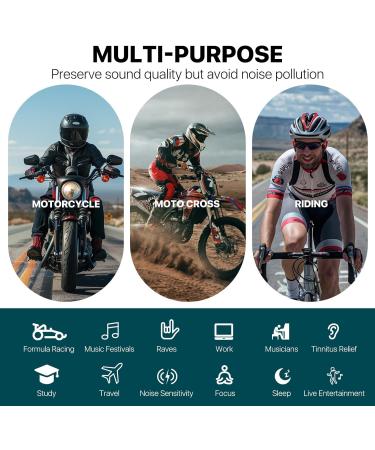 Naiicute Motorcycle Earplugs - 2 Pairs of Reusable Silicone Plugs for Motorcyclists Bikers & Racing - Comfortable & Audible Noise Reduction Ear Protection - Buy Online on GoSupps.com
