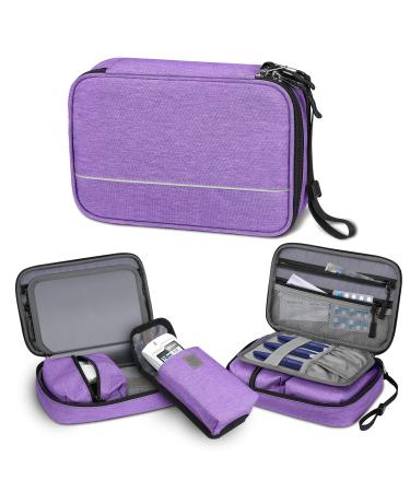 SITHON Diabetic Supplies Organizer Case with Hand Strap, Water Resistant Portable Storage Travel Bag for Insulin Pens, Glucose Meter, Blood Sugar Test Strips and Other Diabetic Supplies (Purple)