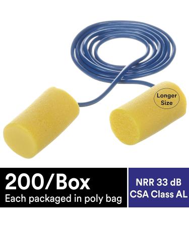 3M Ear Plugs - 200 Pairs - E-A-R Classic Plus 310-1105 - Corded Disposable Foam - NRR 33 - Ideal for Drilling Grinding Welding & More - Buy Online on GoSupps.com