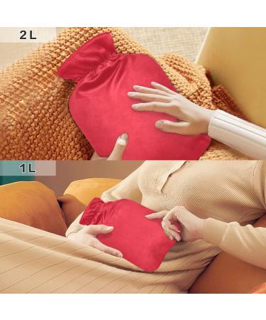 Red Hot Water Bottle with Cover - 2L Heating Bottle for Pain Relief & Hand Warming | International Shipping - Buy Online on GoSupps.com