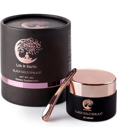 Life and Earth Organic Pure Shilajit Resin 25g with Measuring Spoon - Natural Energy & Immune Support Supplement - Buy Online on GoSupps.com