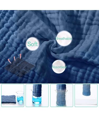 YOOFOSS Dark Blue Mull Towels - 100% Cotton Folding Diapers for Babies | Super Absorbent 10x50 cm (10 Pack) - Buy Online on GoSupps.com