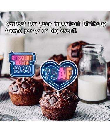 18pcs Blue Fluorescence Glitter Dessert Cupcake Topper Cheer to Let s Glow Crazy Straight Outta 1949 Theme Decoration Supplies Happy 75th Birthday Anniversary Wedding Party Decor Supplies - Buy Online on GoSupps.com