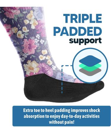 Viasox 4 Pack Non-Binding Diabetic Socks for Men & Women X-Large - Paws & Petals Design - Buy Online on GoSupps.com