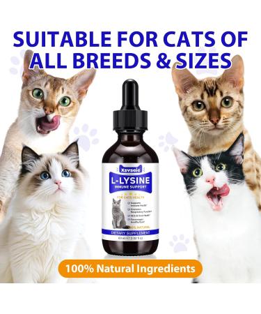 Lysine for Cats L-Lysine for Cat Immune Support Allergy Relief Sneezing & Runny Nose with Colostrum Taurine Vitamins - Roast Chicken Flavor - 60ml/2oz - Buy Online on GoSupps.com