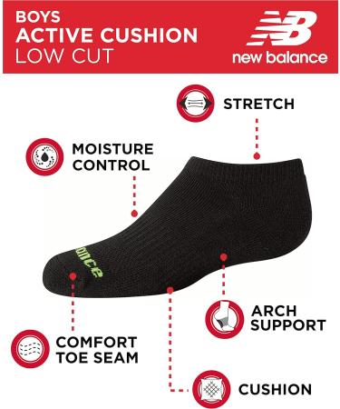 New Balance Boys' Performance No Sweat Low Cut Socks (8 Pack) - White Assorted Medium - Buy Online on GoSupps.com
