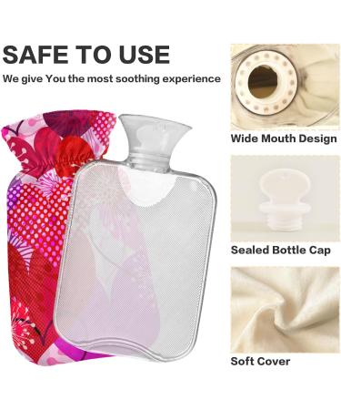 Valentine's Day Hearts Flowers Hot Water Bottle - 1L BAP Free Small Bag for Pain Relief & Cramps - Buy Online on GoSupps.com