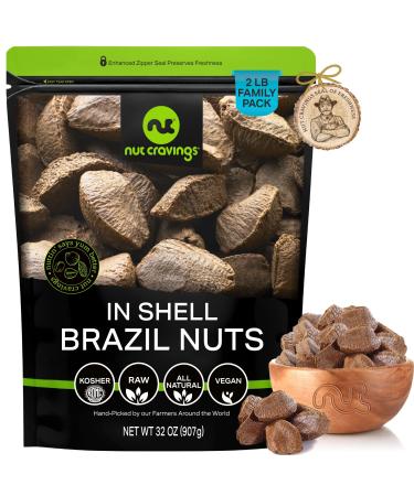 Raw Brazil Nuts In Shell - Whole Superior to Organic (32oz - 2 LB) Bulk Nuts Packed Fresh in Resealable Bag - Healthy Protein Food Snack All Natural Keto Friendly Vegan Kosher - Buy Online on GoSupps.com