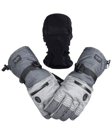 CAMYOD Men Ski Gloves, Winter Warm Waterproof Breathable Snow Gloves with Balaclava Set for Snowboard, Snowmobile in Cold Weather. Medium