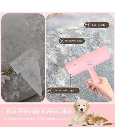 Petory Pet Hair Remover with Self Cleaning Base - Reusable Double Roller Lint Roller for Dog Cat Hair on Couch, Car Seat, Bedding, Clothes, Carpet - Pink - Buy Online on GoSupps.com