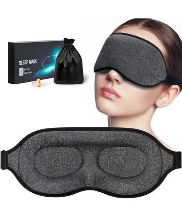 Sleep Mask for Women Men 100% Light Blocking Eye Mask Sleeping for Side Sleeper Luxury 3D Contoured Night Blindfold Breathable & Soft Eye Covers for Sleeping Travel Nap(Gray)