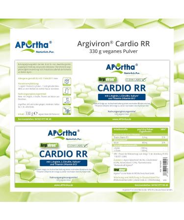 Aportha Cardio RR - Vegan L-Arginine & L-Citrulline Powder | Gluten-Free Heart Health Supplement | 330g Clean Label Allergen & Sugar-Free - Buy Online on GoSupps.com