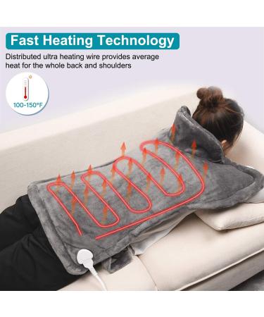 RENPHO Weighted Heating Pad for Back Pain Relief - Fast Heating Electric Heat Pad for Neck and Shoulders - Auto Shut Off - ETL Certified - 24x33'' - Gray - Buy Online on GoSupps.com