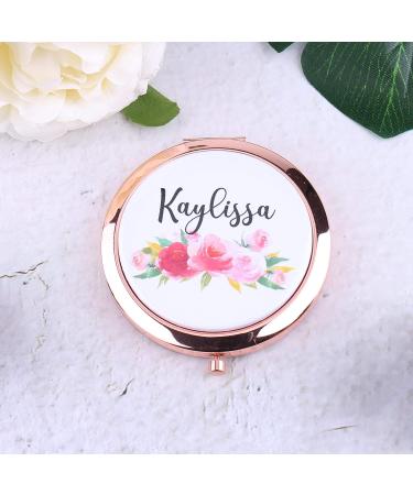wadbeev Set of 5-10  Personalized Floral Compact Mirrors Your Name Title Travel Pocket Junior Bridesmaid Proposal Gifts Bachelorette Party - Buy Online on GoSupps.com