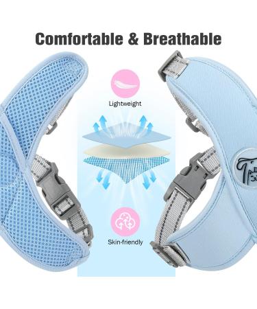 Pawaboo Dog Harness & Leash Set - Adjustable Anti Pull Chest Harness for Small & Medium Dogs - Breathable Vest (L Blue) - Buy Online on GoSupps.com