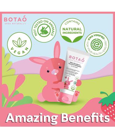 BOTAO Baby Natural Strawberry Flavored Toddler Toothpaste - Fluoride Free, EWG Verified, Vegan, SLS Free, Safe to Swallow - Aloe Vera, Calendula, Xylitol 1.7oz - Buy Online on GoSupps.com