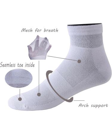 Yomandamor Men's 6 Pairs Non-Binding Ankle Diabetic Socks - Thin Cotton Breathable Size 10-13 White - Comfortable Fit for Sensitive Feet - Buy Online on GoSupps.com