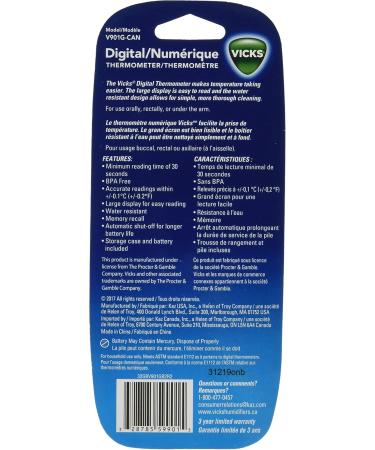 Vicks Digital Thermometer Gentle Fast and Easy to use - BPA Free with Professional Accuracy - Buy Online on GoSupps.com