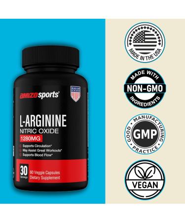 Amizo Nitric Oxide Supplements for Men L-Arginine & L-Citrulline Malate 1280 Mg Nitric Oxide Booster for Muscle Growth & Blood Flow 60 Veggie Caps - Buy Online on GoSupps.com