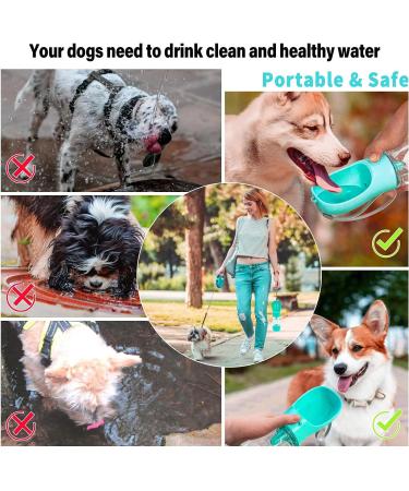 Emwel 550ml Dog Water Bottle - Portable Pet Drinking Dispenser for Travel Hiking Camping | Blue - Buy Online on GoSupps.com