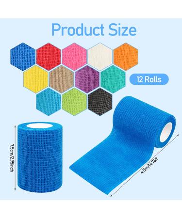 12 Rolls Self-Adhesive Bandage - Elastic & Non-Woven for Athletes & Pets | 7.5cm x 4.5m - Buy Online on GoSupps.com
