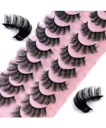 False Eyelashes Russian Strip Lashes 10 Pairs Reusable Natural Look 7D Faux Mink Lashes Fluffy Volume Wispy Fake Eyelashes Handmade Thick Soft Long Dramatic Eyelashes for Makeup (7D15)