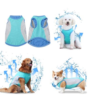 Dog Cooling Vest Breathable Mesh Dog Jacket Summer Cool and Comfortable Dog Coat XL Blue