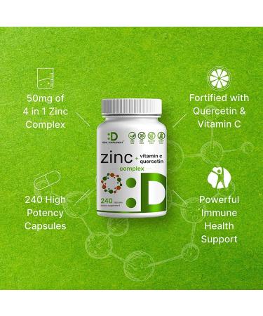 Zinc Quercetin 500mg with Vitamin C | Ultimate Immune Support Supplement | 240 Capsules | 4-Month Supply - Buy Online on GoSupps.com
