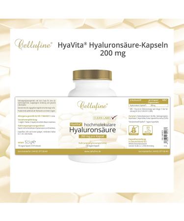 Cellufine Hyavita Hyaluronic Acid 150 Capsules - High-Dose Gluten-Free Vegan Supplement for Skin Hydration & Youthful Glow - Buy Online on GoSupps.com