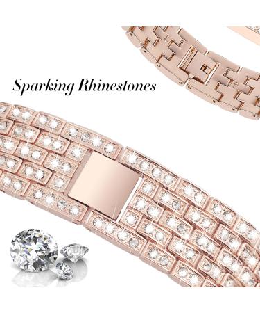 V-MORO Compatible with Fitbit Sense 2/Versa 4 Bands for Women with Protective Case Cover Luxurious Bling Diamond Stainless Steel Strap Replacement for Fitbit Versa 4/Sense 2-Rose Gold - Buy Online on GoSupps.com