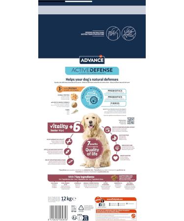 Advance Vitality Senior Maxi - Croquettes for Senior Dogs (+6 Years) of Large Breed with Chicken - 12kg - Buy Online on GoSupps.com