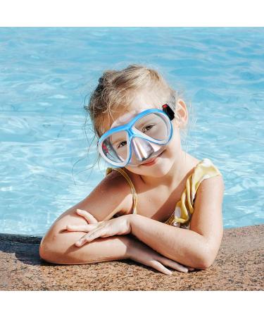 Findway 180 Panorama Diving Goggles for Kids | Adjustable Silicone Swim Mask for Ages 3-13 - Blue & White - Buy Online on GoSupps.com