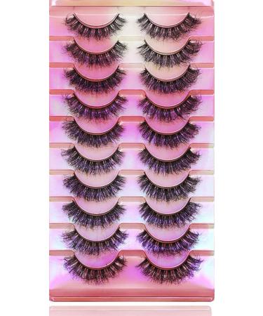 Eyelashes - Natural False Eyelashes Manga Fluffy Russian Strip Eyelash Transparent Box Faux Mink Lashes 10 pairs Black