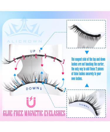 ALICROWN Magnetic Eyelashes - Fluffy No Glue Needed Cat Eye Fake Lashes | Natural Strip Lashes with Applicator | Durable Wispy 1 Pair - Buy Online on GoSupps.com