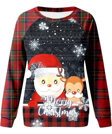 Women's Christmas Sweatshirt Snowman & Penguin Print | O-Neck Raglan Top | Comfy Xmas Jumper Sweater Navy XXL - Buy Online on GoSupps.com