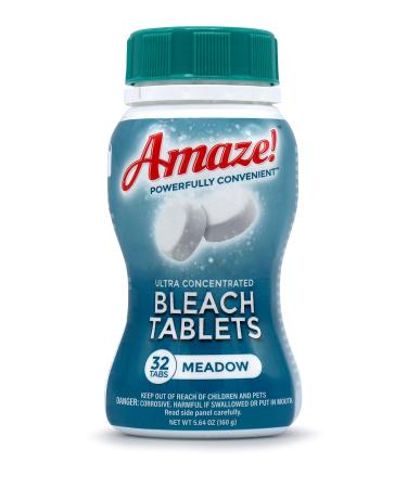 AMAZE! Ultra Concentrated Bleach Tablets for Laundry and Home Cleaning (32 Count Meadow)