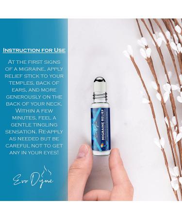 Migraine Relief Stick 2-Pack (0.3oz / 10ml) | Made in USA | Headache Relief Essential Oil Aromatherapy Roll-On with Peppermint & Spearmint Oil - by Evo Dyne - Buy Online on GoSupps.com